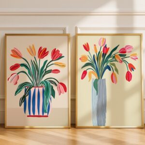 lot de 2 tableaux rose