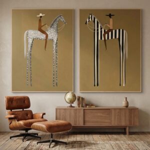 cavaliers1 lot de 2 tableaux imprimés
