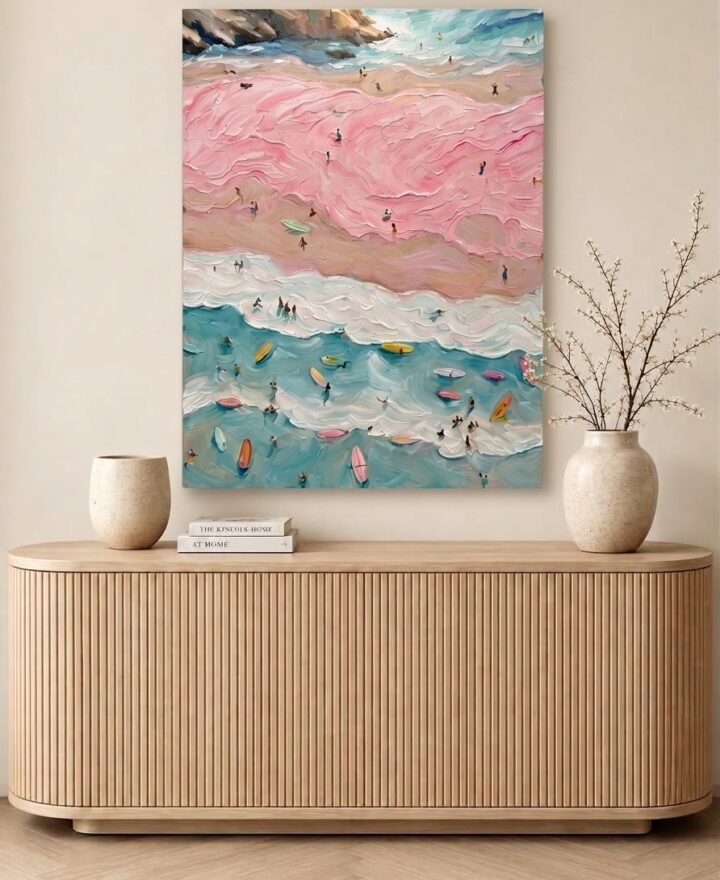 tableau imprimé Plage rose