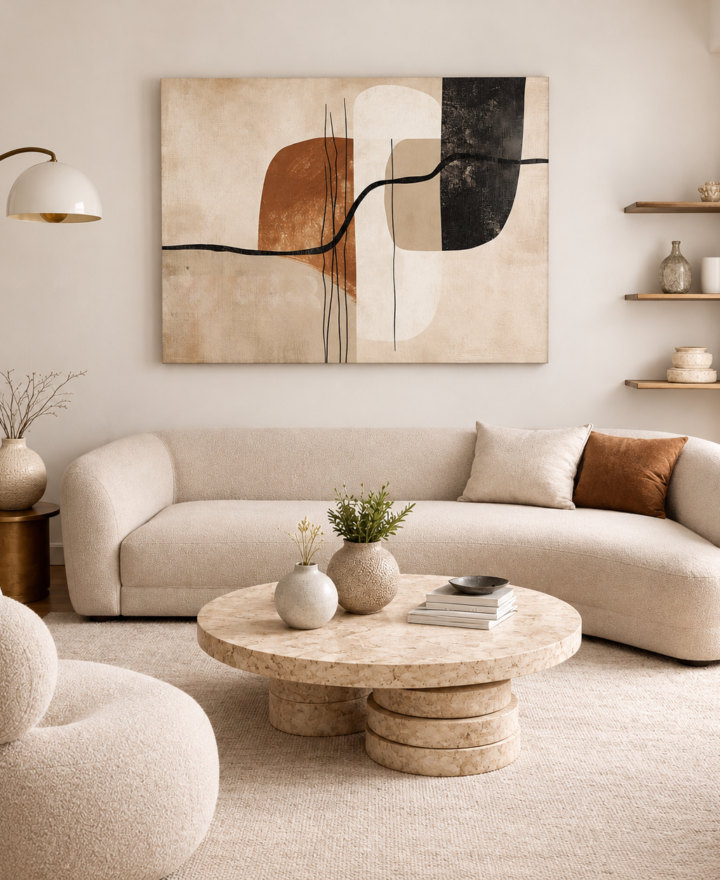 tableau beige imprimé